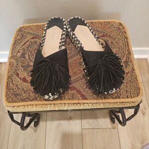 J. Slides Black Ruby Suede Espadrille Sandal Slides Size 8
